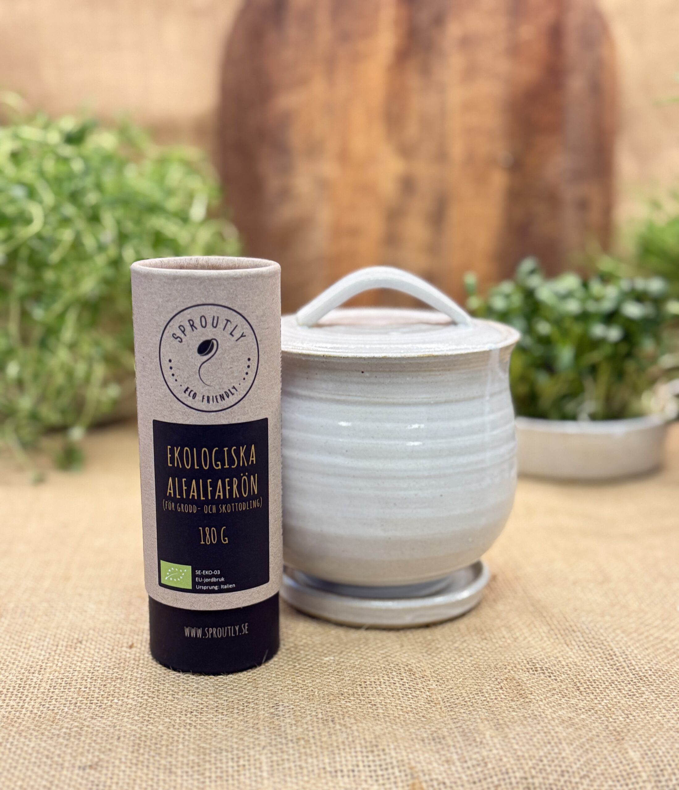 Handgjord groddskål i keramik vit - Bild 2